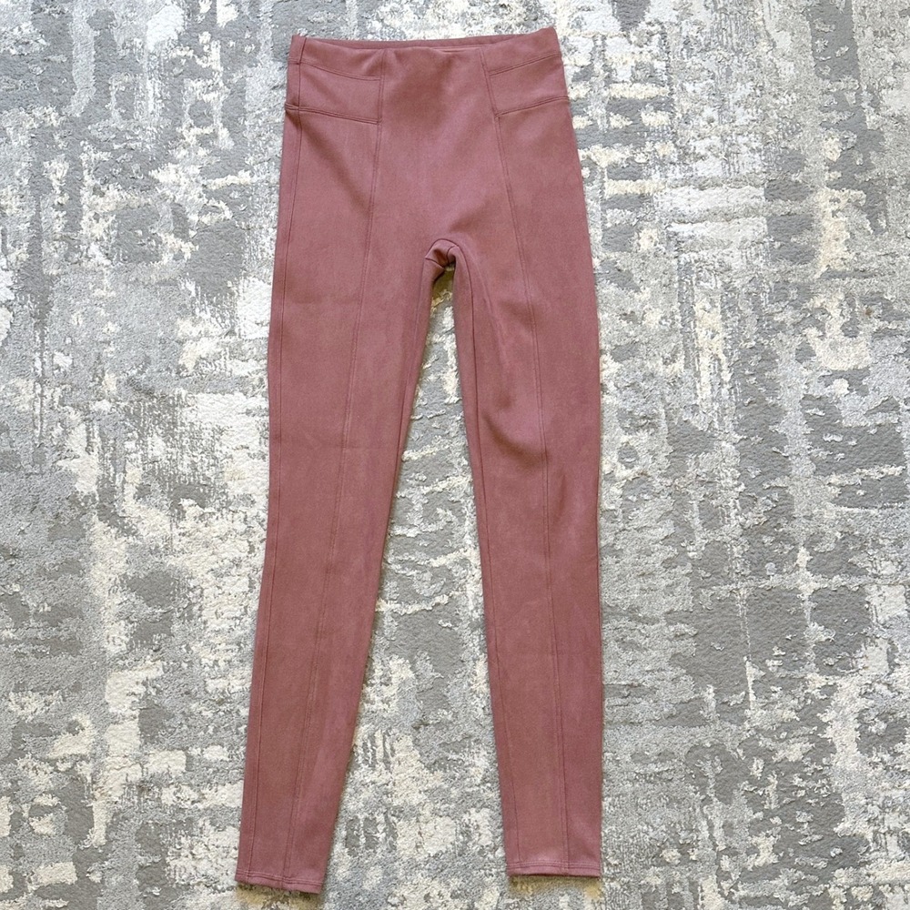 SPANX Faux Leather Suede Leggings‎ Mauve Dusty Rose Tall Medium M/M